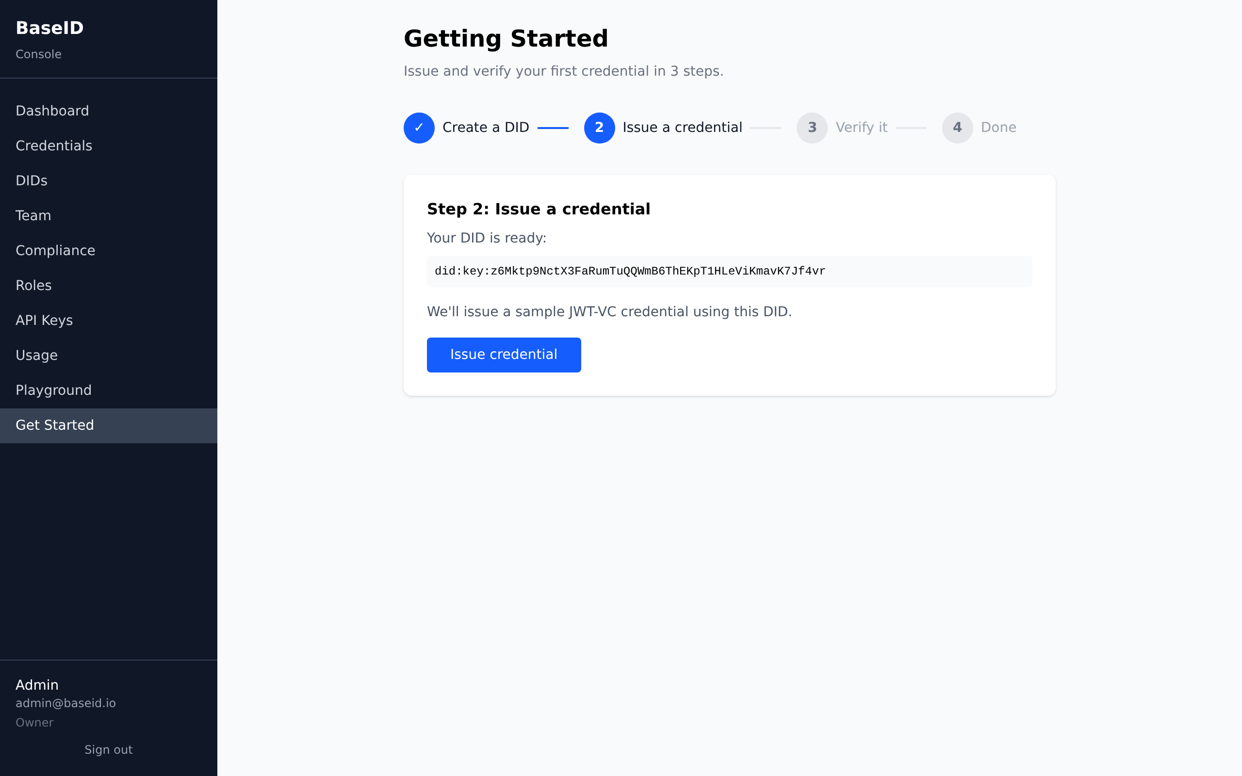 Getting Started wizard
